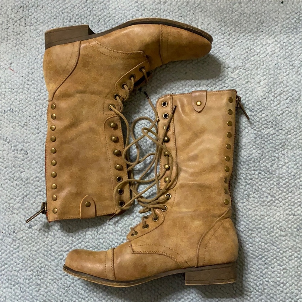 Brown mid calf boots